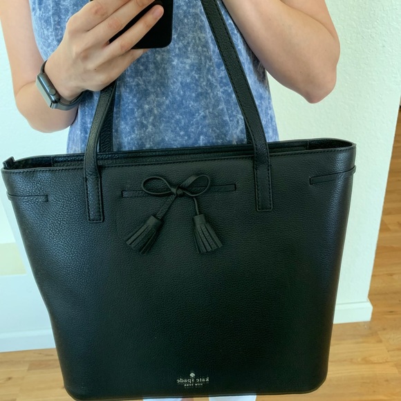 KATE SPADE BLACK LEATHER TOTE - Picture 4 of 6